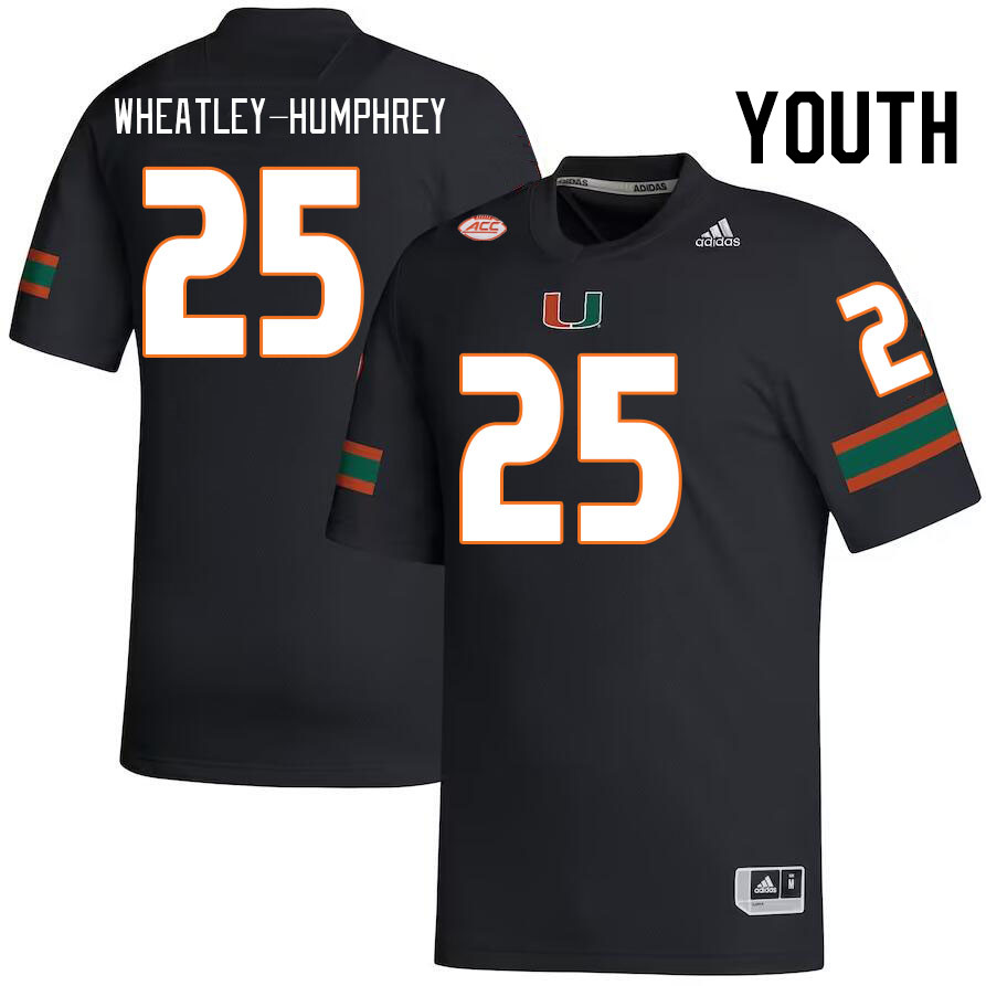 Youth #25 Chris Wheatley-Humphrey Miami Hurricanes College Football Jerseys Stitched-Black